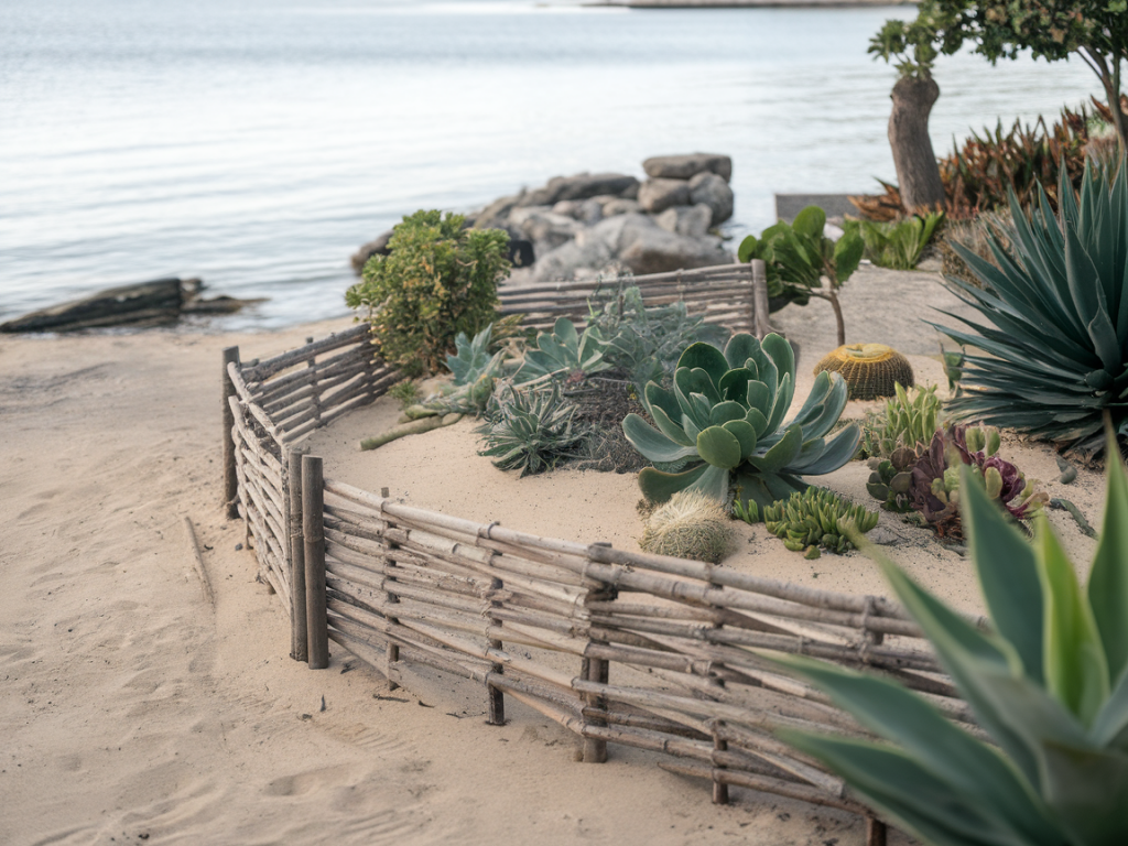 Wie du mit einer weiden-sandbarriere deinen küstengarten vor salzspray und windschatten schützt