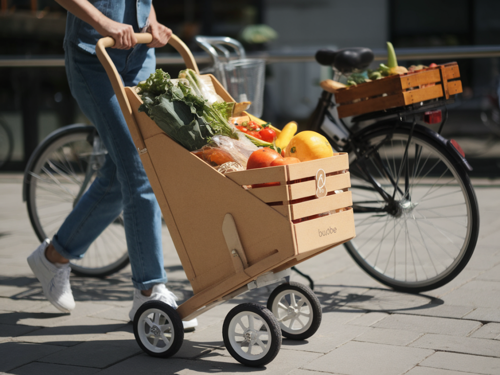 Mit faltbaren lastenkarren und babboe-ähnlichen lastenrädern einkäufe plastikfrei transportieren: routen, sicherheit und stalllösungen