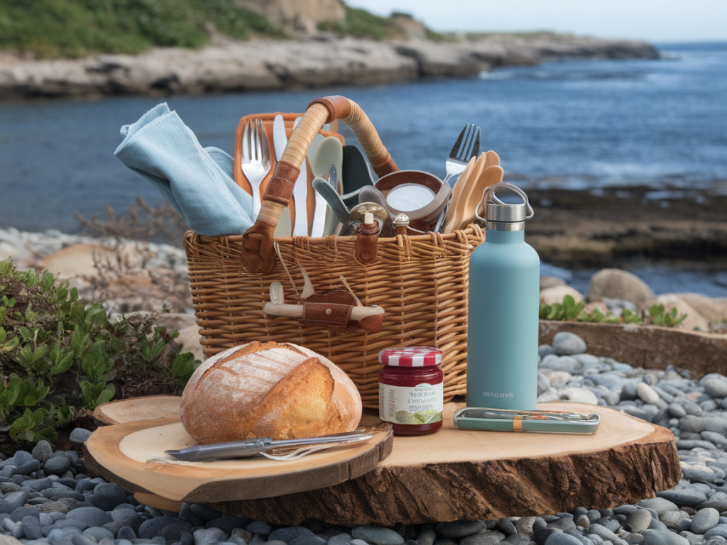 Zero-waste-picknick an der küste: wiederverwendbare produkte testen und eine plastikfreie packliste erstellen