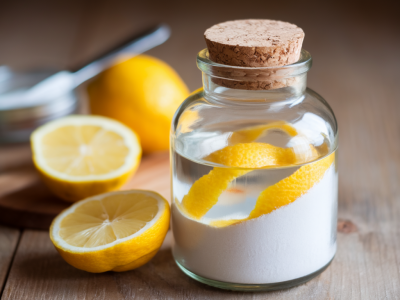 Zero waste putzmittel selbstgemacht mit essig, natron und zitronenresten für strandnahe haushalte